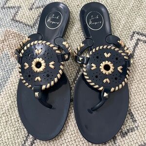 Jack Rogers Jelly Sandals navy gold size 8